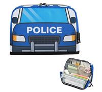 Astuccio portapenne di grande capacità, con cerniera, per ragazzi, cosmetici, autobus della polizia