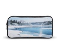 Astuccio portapenne di grande capacità, con stampa di laghi ghiacciati invernali, borsa portaoggetti per ufficio, può essere utilizzato come astuccio portapenne, accessori per ufficio, borsa per cosme