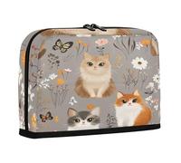 Astuccio portapenne di grande capacità, espandibile per cancelleria, per adolescenti, scuola preppy, cartoni animati, simpatici gatti somali e fiori grigi