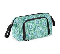 Astuccio portapenne di grande capacità, in tela, per trucchi, per ufficio, università, scuola, bambini, adolescenti, studenti, verde e blu, rotondo, Verde Blu Tie-dye Rotondo, Taglia unica, Cartoni