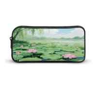 Astuccio portapenne di grande capacità, motivo: stagno di loto in estate, stampato, borsa portaoggetti per cancelleria da ufficio, può essere utilizzato come astuccio portapenne, accessori per ufficio