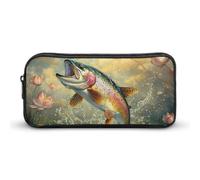 Astuccio portapenne grande capacità con stampa di pesce con trota arcobaleno, astuccio per cancelleria, trousse per il trucco