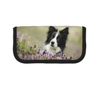 Astuccio portapenne grande, organizer per penne, astuccio in tela per ragazze, motivo: Border Collie Lawn Black Border Collie Pets