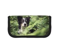 Astuccio portapenne grande, organizer per penne, in tela, per ragazze, con motivo Border Collie e animali domestici, colore: Bokeh, nero e bianco.