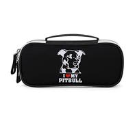 Astuccio portapenne I Love My Pitbull Astuccio portapenne portatile con cerniera Borsa da viaggio per trucchi Organizer per cancelleria per l'home office