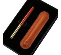 Astuccio portapenne in legno di sandalo con custodia in finta pelle di mucca, set regalo con penna regalo, penna in legno, penna souvenir in palissandro con custodia marrone per penna stilografica