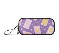 Astuccio portapenne in nylon con oroscopo tarocchi viola ad alta capacità con scomparti cancelleria per la scuola per bambini