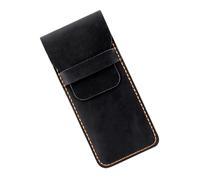 Astuccio portapenne in pelle anticata, resistente all'acqua, con ampio scomparto, organizer per penne da uomo e donna, astuccio in pelle vintage per ufficio, Nero