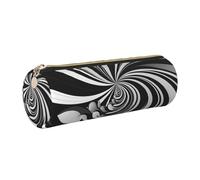 Astuccio portapenne in pelle con cerniera, portapenne estetico bianco nero con design a vortice, per donne e uomini, astuccio multiuso da viaggio per cosmetici da lavoro e ufficio, Oro, Taglia unica