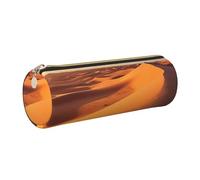Astuccio portapenne in pelle con cerniera, portapenne estetico con dune di sabbia nel deserto del Sahara, per donne e uomini, realizzato a mano, multifunzionale, da viaggio, per cosmetici, lavoro