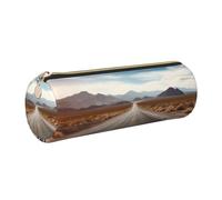 Astuccio portapenne in pelle con cerniera, portapenne estetico con paesaggio desertico, per donne e uomini, realizzato a mano, multifunzionale, da viaggio, per cosmetici, lavoro, ufficio, Oro, Taglia