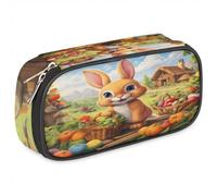 Astuccio portapenne in pelle con coniglio animale, grande capacità, organizer per cancelleria, con cerniera, per ragazzi e ragazze, per bambini, per scuola, università, ufficio, Come nella foto,