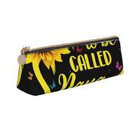 Astuccio portapenne in pelle con motivo girasole con scritta "Blessed to Be Called", con cerniera metallica, tascabile, per studenti, ufficio, università, scuola media, bianco, Taglia unica, Set di