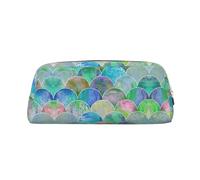 Astuccio portapenne in pelle con stampa a onde oceaniche, elegante e pratico, per studenti, perfetto per ufficio e scuola, Argento, Taglia unica, Astuccio per trucchi