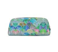 Astuccio portapenne in pelle con stampa a onde oceaniche, elegante e pratico, per studenti, perfetto per ufficio e scuola, Oro, Taglia unica, Astuccio per trucchi