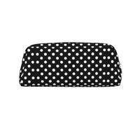 Astuccio portapenne in pelle con stampa a pois bianchi e neri eleganti e pratici per studenti, perfetto per l'ufficio e la scuola, Argento, Taglia unica, Astuccio per trucchi