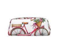 Astuccio portapenne in pelle con stampa di biciclette, elegante e pratico, per studenti, perfetto per l'ufficio e la scuola, Oro, Taglia unica, Astuccio per trucchi