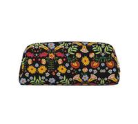 Astuccio portapenne in pelle con stampa di fiori colorati, elegante e pratico, per studenti, perfetto per l'ufficio e la scuola, Oro, Taglia unica, Astuccio per trucchi