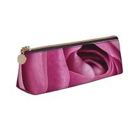 Astuccio portapenne in pelle con stampa di fiori rosa rosa triangolo astuccio portatile con cerniera per ufficio, bianco, Taglia unica