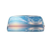 Astuccio portapenne in pelle con stampa di paesaggi marini, elegante e pratico, per studenti, perfetto per ufficio e scuola, Oro, Taglia unica, Astuccio per trucchi