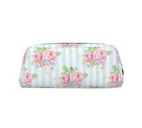 Astuccio portapenne in pelle con stampa di rose da giardino, elegante e pratico, per studenti, perfetto per l'ufficio e la scuola, Argento, Taglia unica, Astuccio per trucchi
