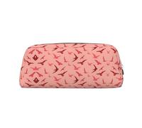 Astuccio portapenne in pelle con stampa di uccelli in stile cartone animato, elegante e pratico, per studenti, perfetto per l'ufficio e la scuola, Argento, Taglia unica, Astuccio per trucchi