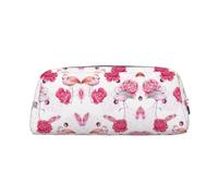 Astuccio portapenne in pelle con stampa fenicotteri rosa, elegante e pratico, per studenti, perfetto per ufficio e scuola, Argento, Taglia unica, Astuccio per trucchi