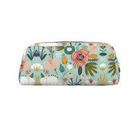 Astuccio portapenne in pelle con stampa floreale colorata, elegante e pratico, per studenti, perfetto per l'ufficio e la scuola, Oro, Taglia unica, Astuccio per trucchi