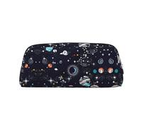 Astuccio portapenne in pelle con stampa galassia decorativa, elegante e pratica, per studenti, perfetto per l'ufficio e la scuola, Argento, Taglia unica, Astuccio per trucchi