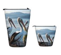Astuccio Portapenne In Piedi Three Sea Animal Astucci Portamatite Grande Capacità Portamatite Borsa Con Cerniera Astuccio Cartoleria Per Scuola, Insegnanti, Collegio