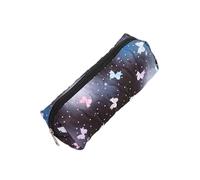 Astuccio portapenne in poliestere ad alta capacità con fiocco, organizer per penne, organizer da viaggio per cosmetici, per studenti, diario e accessori, Nero , Bellezza di massa