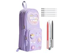 Astuccio portapenne in tela, 21 x 9,5 x 6,5 cm, mini zaino, astuccio a sei scomparti, impermeabile, organizer per cancelleria a tre strati per scuola, ufficio e uso quotidiano, Orso,