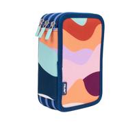 Astuccio portapenne Milan The Fun a 3 ripiani con gomma temperino matita 3 penne a capsula righello 12 matite colorate 6 matite colorate metallizzate 5 matite fluorescenti forbici e 18 pennarelli