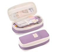 Astuccio portapenne, multifunzionale e antipolvere, per cancelleria, in tessuto Oxford, per articoli di scuola media, ideale per gomme, bussole, penne, righelli e matite, 22 x 11 x 6,5 cm, Viola