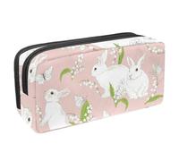 Astuccio portapenne per studenti, cancelleria per adolescenti, ragazzi e ragazze, forniture per ufficio scolastico, coniglietto con gigli della valle e farfalla, Multi, 2.3x8.2x3.9in/6x21x10cm,
