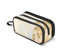 Astuccio portapenne portapenne con cerniera per pennelli da trucco, astuccio per cosmetici, scuola, ufficio, lavoro, viaggi, tre api a nido d'ape