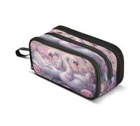 Astuccio portapenne portapenne con cerniera per pennelli da trucco, astuccio per cosmetici, scuola, ufficio, lavoro, viaggi, rosa cigni rosa