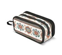 Astuccio portapenne portapenne con cerniera per pennelli da trucco, astuccio per cosmetici, scuola, ufficio, lavoro, viaggi, confini, stile bohémien