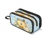 Astuccio portapenne portapenne con cerniera per pennelli da trucco, astuccio per cosmetici, scuola, ufficio, lavoro, viaggi, miele ape