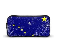 Astuccio portapenne portatile con bandiera dello Stato dell'Alaska e cernie