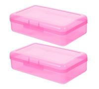 Astuccio Portapenne Rettangolare Rosa in Plastica, 2 Pezzi, Grande Capacità
