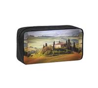 Astuccio portapenne semplice e spazioso in poliestere, astuccio portapenne portatile con cerniera, Toscana vista dalla pietra, antico borgo di Montepulciano, Italia, in una giornata nuvolosa, natura