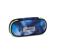 Seven Portapenne Scuola Round Plus BLU FUSION, Blu, Astuccio ovale, Taschino interno con zip, Passanti elastici portapenne, Accessori Zaino, Bambino, Ragazzo, Scuola media e superiore