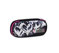 Seven Portapenne Scuola Round Plus PLUMPY LINE GIRL, Nero, Astuccio ovale, Taschino interno, Passanti elastici portapenne, Accessori Zaino, Bambina, Ragazza, Scuola media e superiore