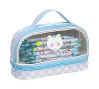 Astuccio portapenne trasparente con cerniera, astuccio da viaggio, per cosmetici, cosmetici, organizer per studenti, adulti, adolescenti, bambini (blu)