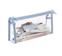 Astuccio portapenne trasparente con cerniera, astuccio da viaggio, per cosmetici, organizer per studenti, adulti, adolescenti, bambini (triangolo-blu)