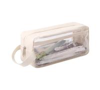 Astuccio portapenne trasparente con cerniera, astuccio da viaggio per cosmetici, organizer per studenti, adulti, adolescenti e bambini (bianco puro)