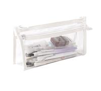 Astuccio portapenne trasparente con cerniera, astuccio da viaggio, per cosmetici, organizer per studenti, adulti, adolescenti, bambini (triangolo-bianco)