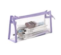 Astuccio portapenne trasparente con cerniera, astuccio da viaggio, per cosmetici, organizer per studenti, adulti, adolescenti, bambini (triangolo-viola)