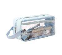 Astuccio portapenne trasparente con cerniera, astuccio da viaggio per cosmetici, organizer per studenti, adulti, adolescenti e bambini (blu)
